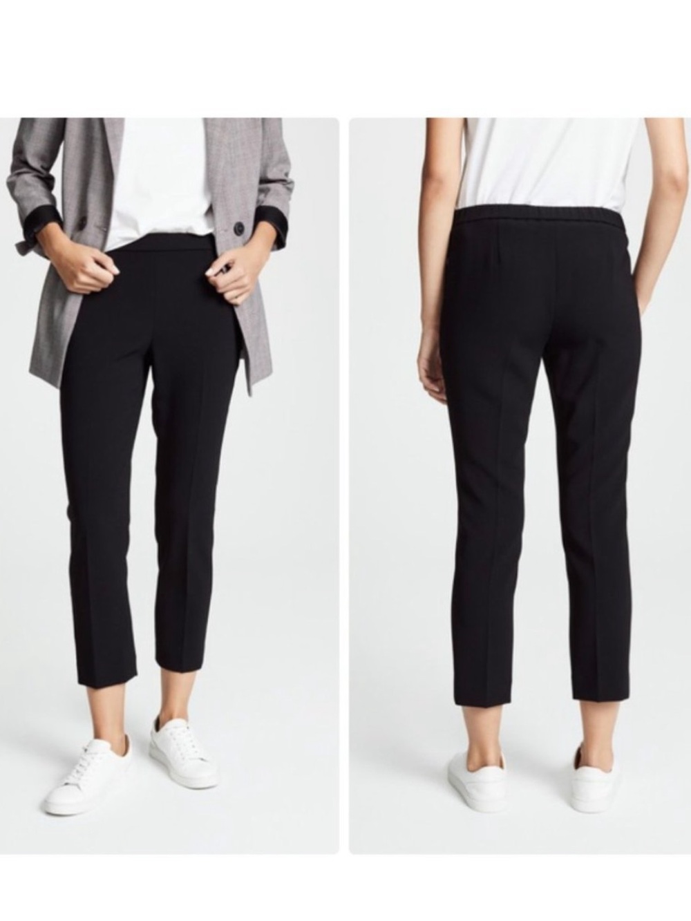 Theory Basic Pull On Pants Black Crepe Crop Size 6 Style I1009210